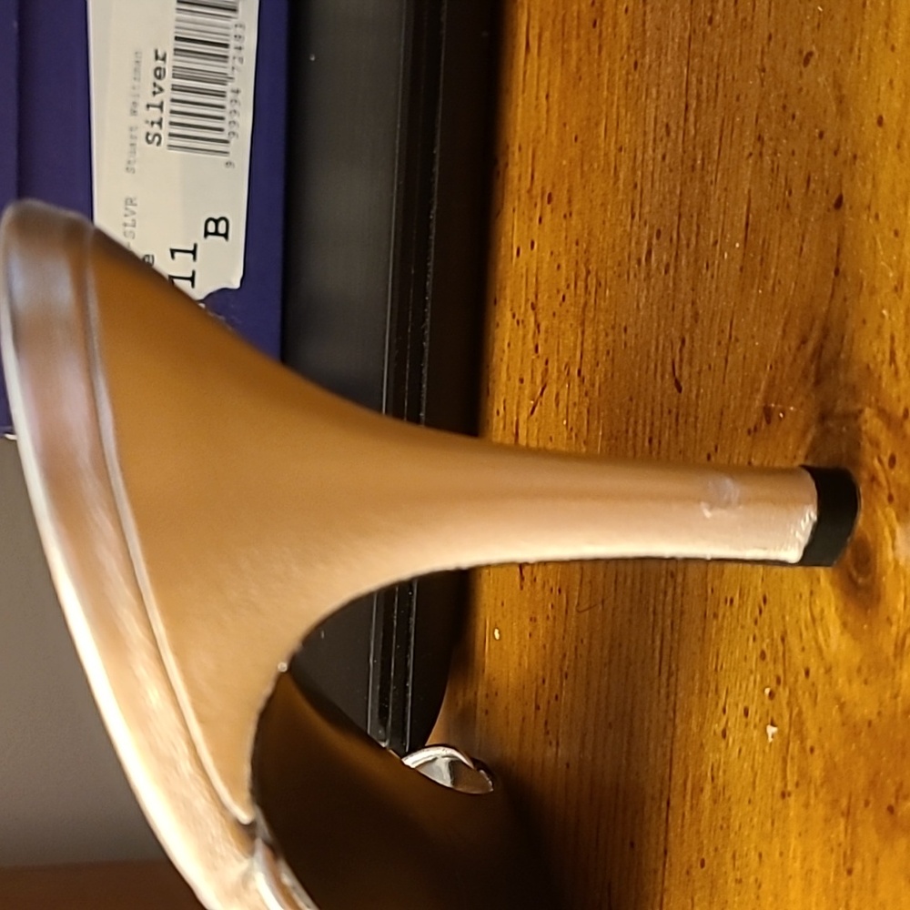 Stuart Weitzman Silver Strappy Heels Size 11 B - Picture 7 of 10